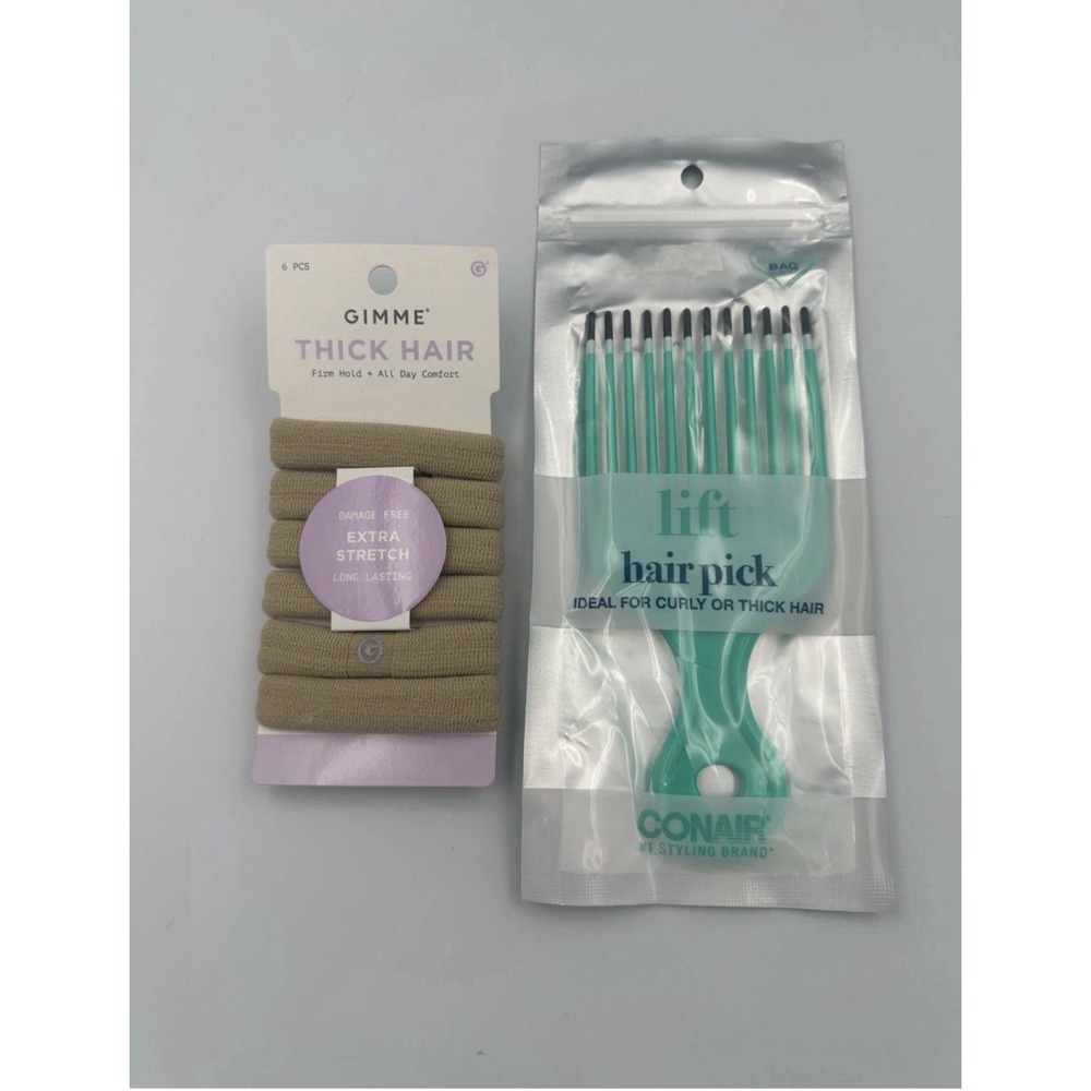 Gimme 6pc Thick Hair Bands Firm Hold Elastic And Conair Lift Hair Pick